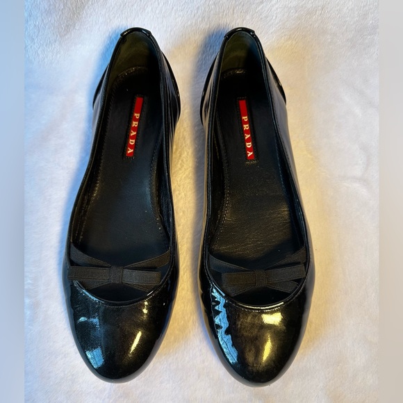 Black patent leather Prada ballet flats, 36.5, EUC - Picture 3 of 11